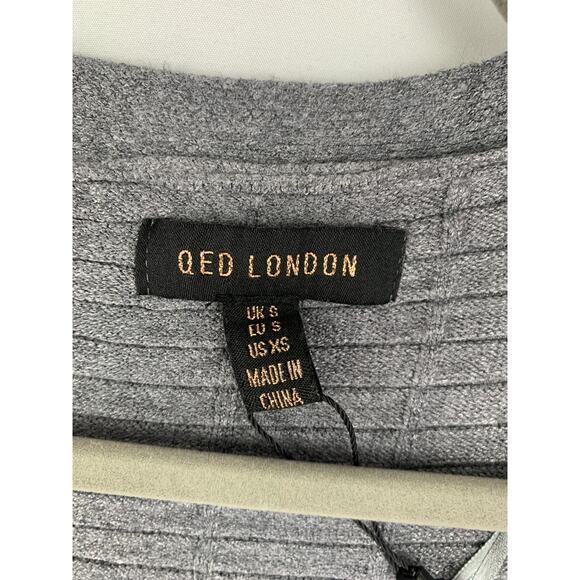 QED London Longline Open Front Cardigan Womens XS Grey Pockets New Long Sleeves - Picture 3 of 7